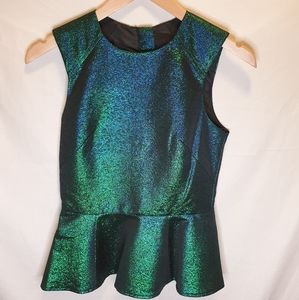 H&M peplum top holographic.